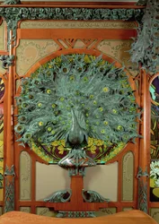 Paon, panneau central de la décoration de la boutique du joaillier Fouquet