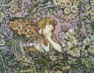 Femme parmi les fleurs, c.1900