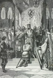 Cérémonie de chevalerie par le roi de France (Gravure)