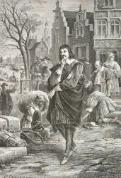 Descartes se promenant a Amsterdam (Engraving)