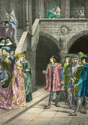 Entretien entre Anne de Bretagne et Charles 8 (Gravure)