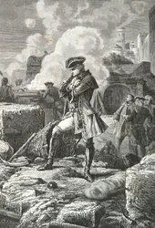 Lally - Tollendal pendant le siège de Pondichery en 1760 (Gravure)