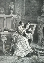 Marie Adélaïde de Savoie avec Mamde de Maintenon (Gravure)