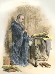 Portrait de Clément Marot à son bureau (Gravure)
