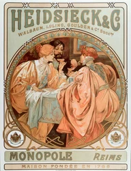 Affiche publicitaire pour la Maison de Champagne Charles Heidsieck, lithographie d