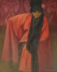 Fille en rouge, vers 1914