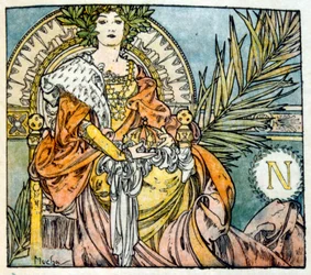 Illustration par Alphonse Mucha de "Clio" une œuvre de l