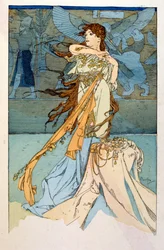 Illustration par Alphonse Mucha de "Rama" un poème en trois actes de Paul Verola. ca.1898. Mucha (1860 – 1939). était un peintre tchèque Art Nouveau