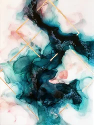 Résumé : Flux bleu sarcelle et or