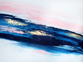 Bleu, rose, or, abstrait