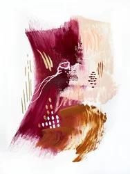 Abstrait : Pêche, bordeaux et or