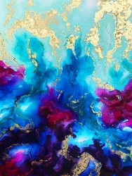 Fluid Blue Gold : une œuvre abstraite