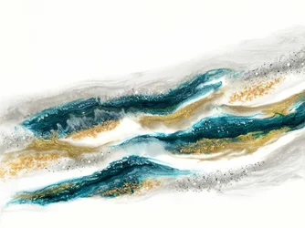 Vagues fluides dorées et bleu sarcelle