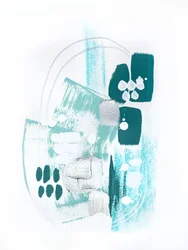 Abstraction moderne dans les tons bleu sarcelle