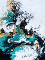 Volutes dorées et bleu sarcelle somptueuses