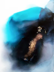 Flux abstrait bleu sarcelle et or
