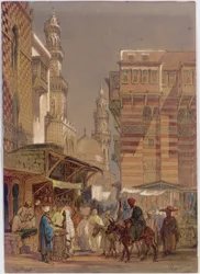 Jour de marché sur le Mu"izz id-Din li-Lah, vieux Caire, 1862