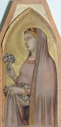 Sainte Dorothée, (détail) du triptyque représentant la Vierge à l