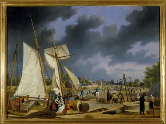 Le port de Caen par Louis Garneray, vers 1820