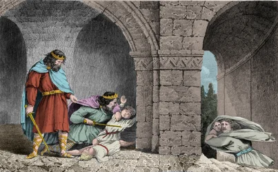 Childebert Ier (v.498-558) lors du meurtre des héritiers de ses frères - Childebert Ier laissa Clotaire (Clothaire) massacrer les enfants de leur frère Clodomir, roi d