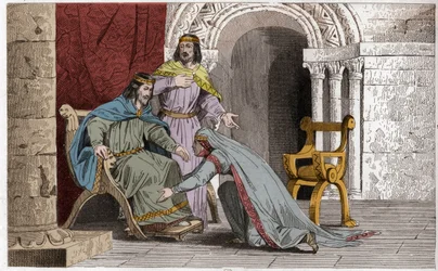 Emma embrasse le genou de son mari Raoul (d936) en reconnaissance de sa souveraineté - Emma de France (894-934) embrassant les genoux de son mari Raoul (ca. 890-936) qu