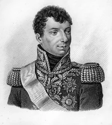 Général Duroc. Géraud Christophe Michel Duroc, duc de Frioul (1772 - 1813) - dans « Portraits des généraux français suivant les victoires et conquêtes des Français ». Gravé par Ambroise Tardieu en 1818. Collection Stella