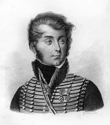 Louis François, baron Lejeune, général de brigade et peintre militaire (1775-1848) - dans "Portraits des généraux français suite aux victoires et conquêtes des Français". Gravé par Ambroise Tardieu en 1818. Collection Stella.