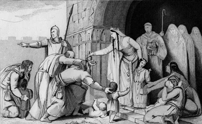 La reine Bathilde (626 ou 627 à 680) donne de l