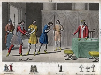 Robert II, le Pieux (970 - 1031) libère des conspirateurs - Robert II dit « Le Pieux » (972-1031), dynastie capétienne. Sachant que deux conspirateurs avaient été condamnés à mort, il les fit communier, les traita magnifiquement et les rendit à la liberté.