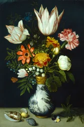 Fleurs dans un vase en porcelaine, vers 1600