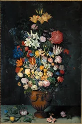 Nature morte avec des fleurs dans un vase ...