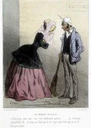 Un moment difficile (le loyer) - dans « Madeleines » par Cham, v.1870-1880