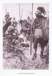 Une halte au bord de la route, illustration de The Roman Soldier, 1928
