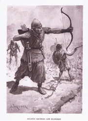 Archers et frondeurs asiatiques, illustration de The Roman Soldier, 1928