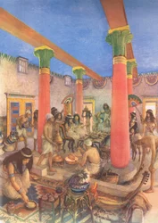 Vie domestique en Égypte, des affiches scolaires MacMillan, c.1950-60s