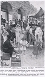 Scène de marché romaine, Londres, illustration tirée de « Hutchinson