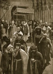 La sortie après le couronnement de Richard II, veille de la Saint-Kenelm, 16 juillet 1377, tirée de «The Illustrated London News», 1902