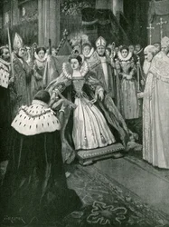 La présentation des gants par le Seigneur du Manoir de Worksop lors du couronnement d