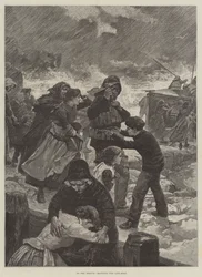 Au secours, manœuvrant le canot de sauvetage