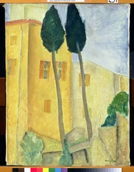 Cyprès et maison, 1919