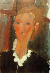 Jeune femme avec col blanc