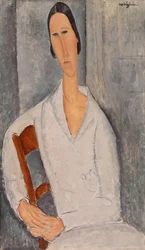 Madame Hanka Zborowska accoudée à une chaise