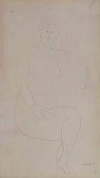 Fille nue debout (jambes croisées)