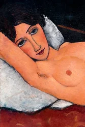Nu allongé sur un coussin blanc, vers 1917 (Huile sur toile)