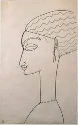 Profil de femme. Dessin par Amedeo Modigliani, 1910-1911