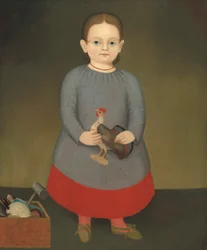 Fille avec un coq jouet