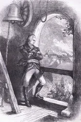 Arnold observant la destruction de la Nouvelle-Angleterre, illustration de l