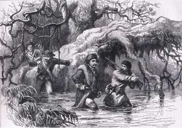 Clarke et ses soldats traversant le Wabash, illustration de l