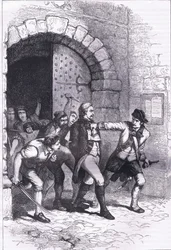 Huddy conduit de la prison pour être pendu, illustration de l