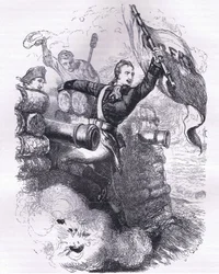 Le sergent Jasper récupère le drapeau, illustration de l